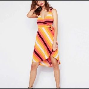 NWT Express Small hi-low faux-wrap striped dress